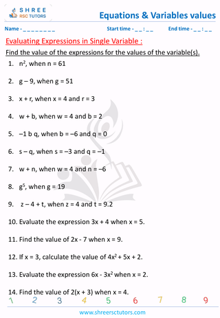 Evaluating Expressions In Single Variable (2)
