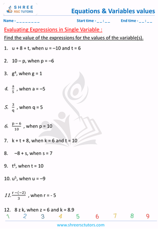 Evaluating Expressions In Single Variable (5)