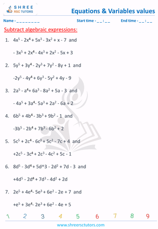 Subtract Expressions (4)