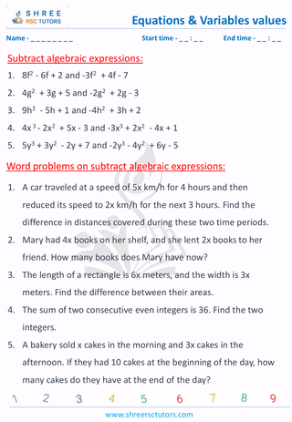 Subtract Expressions (1)