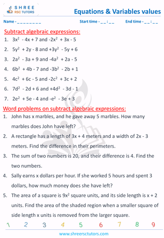 Subtract Expressions (5)