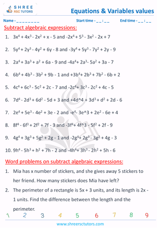 Subtract Expressions (3)