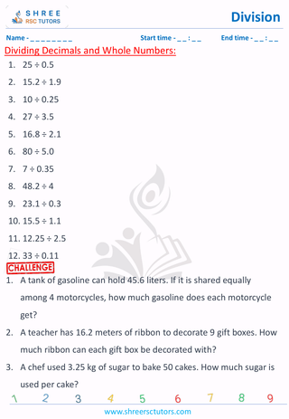 Dividing Decimals And Whole Numbers (2)