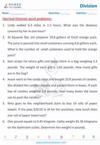 Decimal Division Word Problems (8)
