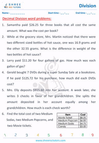 Decimal Division Word Problems (9)