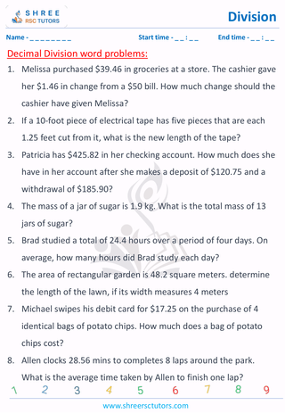 Decimal Division Word Problems (6)