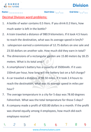 Decimal Division Word Problems (10)