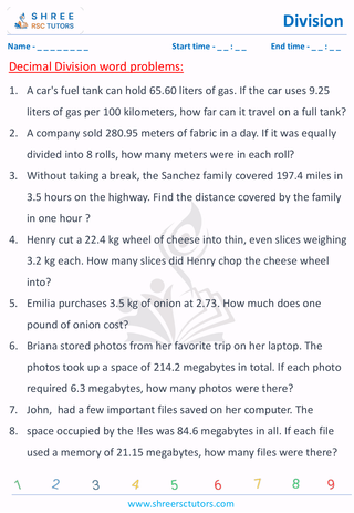 Decimal Division Word Problems (7)