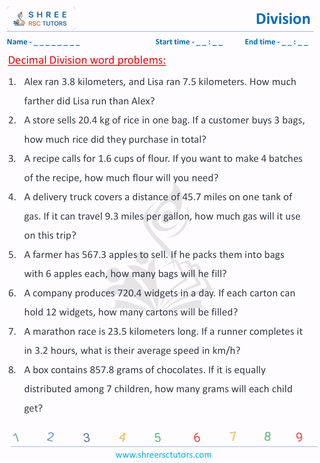 Decimal Division Word Problems (4)