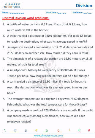 Decimal Division Word Problems (5)