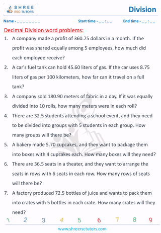 Decimal Division Word Problems (3)