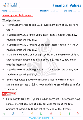 Simple Interest Word Problems (2)
