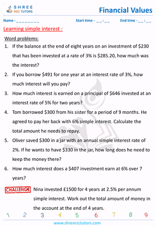 Simple Interest Word Problems (3)