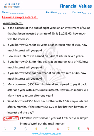 Simple Interest Word Problems (10)