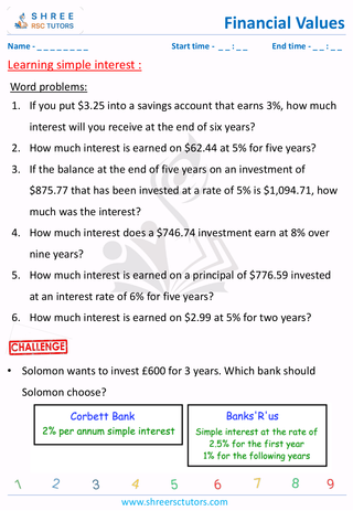 Simple Interest Word Problems (6)