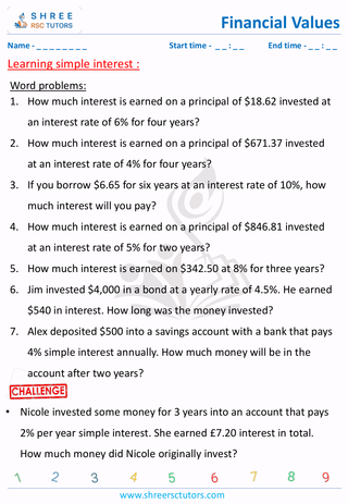 Simple Interest Word Problems (7)