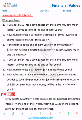 Simple Interest Word Problems (8)
