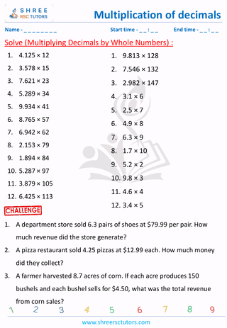 Multiplying Decimals By Whole Numbers (1)