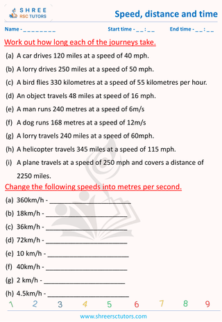 Speed, Distance And Time Word Problems  (2)
