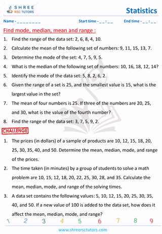 Mean, Median, Mode And Range (1)