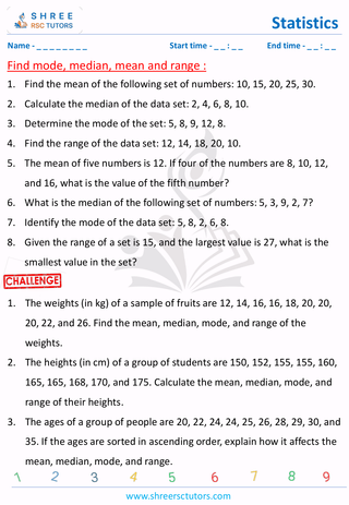 Mean, Median, Mode And Range (3)