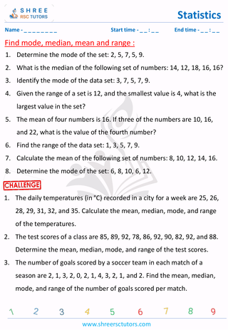 Mean, Median, Mode And Range (5)