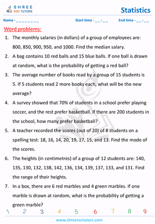 Statistics Word Problems (6)