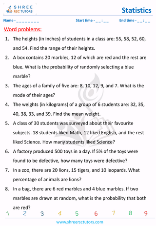 Statistics Word Problems (7)