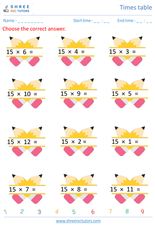 Practice Of 15's Time Table 3