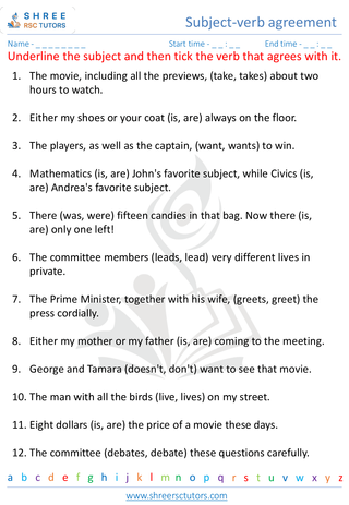 Subject Verb Agreement 9