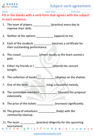 Subject Verb Agreement 6