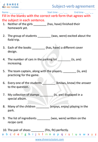 Subject Verb Agreement 1