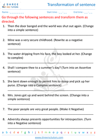 Transformation Of Sentence 1