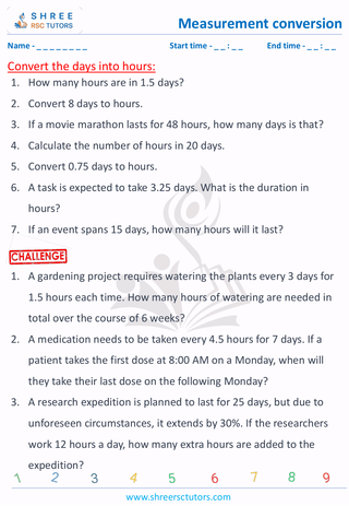 Time Conversion (hrs To Mins, Days To Hrs) (10)