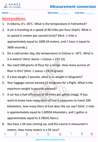 Word Problems On Measurement Conversion (6)