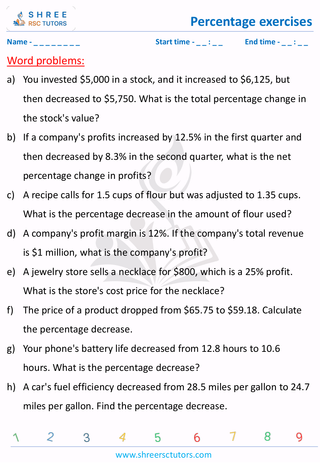 Word Problems On Percentages (1)