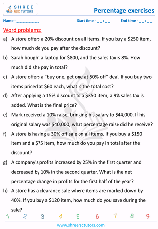 Word Problems On Percentages (11)