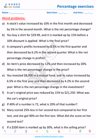 Word Problems On Percentages (5)