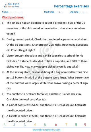 Word Problems On Percentages (8)