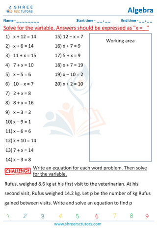 Algebraic Expressions   Work Out (2)