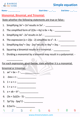 Monomial, Binomial, And Trinomial (1)