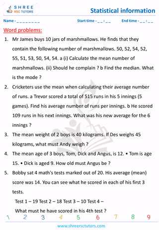 Word Problems On Statistical Information (1)
