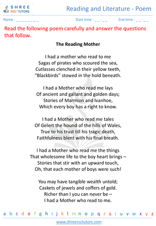 Reading And Literature   Poem 8