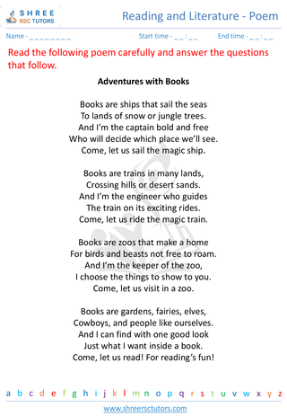 Reading And Literature   Poem 7
