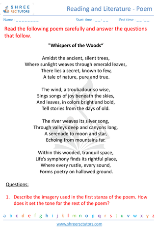 Reading And Literature   Poem 1