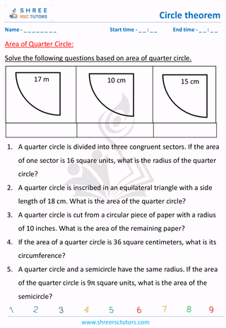 Area Of Quarter Circle (4)