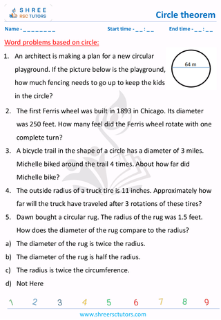 Word Problems On Circle Grade 8 (1)