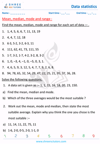 Mean, Mode And Median, Range (8)