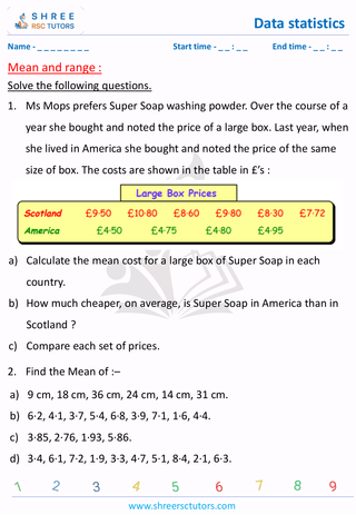 Mean, Mode And Median, Range (7)
