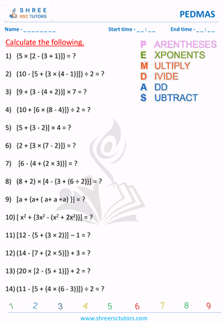 Complex PEDMAS Expressions (5)